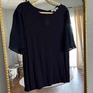Women’s Loft Detail Sleeve Blouse Dark Navy Size M